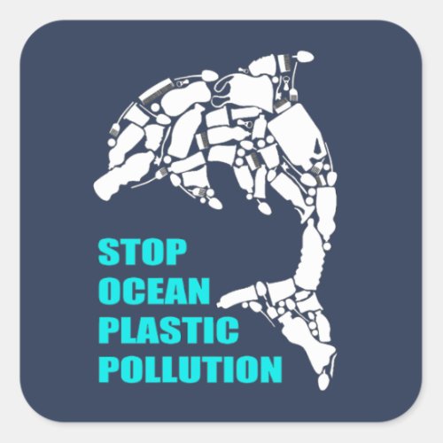 Stop Ocean Plastic Pollution Earth Day Square Sticker