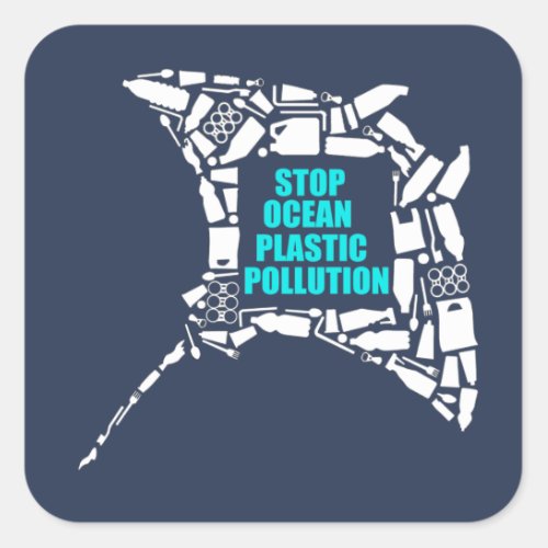 Stop Ocean Plastic Pollution Earth Day Square Sticker