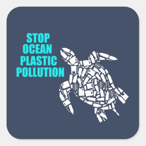 Stop Ocean Plastic Pollution Earth Day Square Sticker