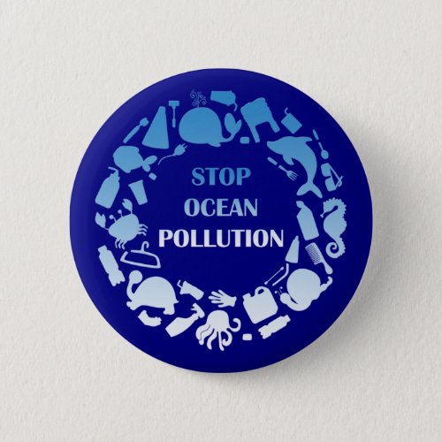 Stop Ocean Pollution Earth Day Button