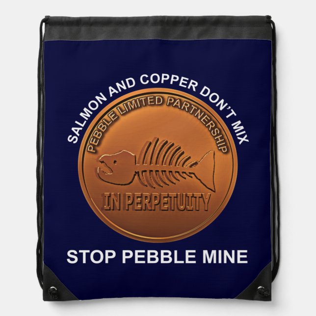 Stop Pebble Mine - Pebble Mine Penny Drawstring Bag (Front)
