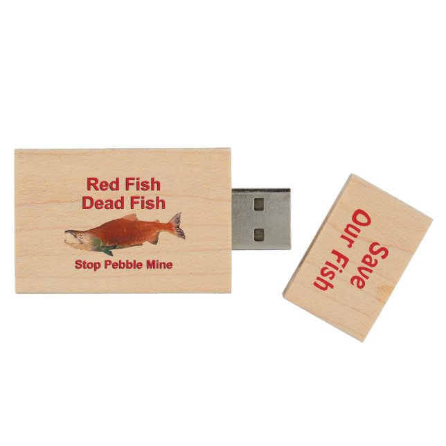 Stop Pebble Mine - Pebble Mine Penny Wood USB Flash Drive (Opened)