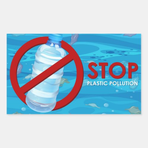 Stop Plastic Pollution Rectangular Sticker