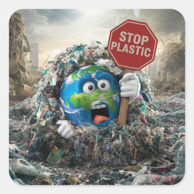 Stop plastic square sticker (Front)