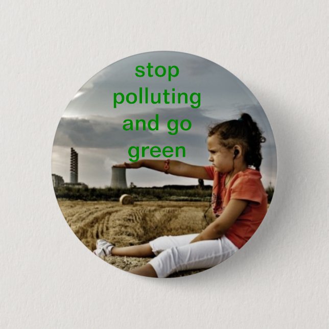 stop pollution pinback button (Front)