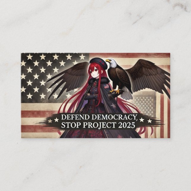 Stop Project 2025 - Defend Democracy Business Card (Front)