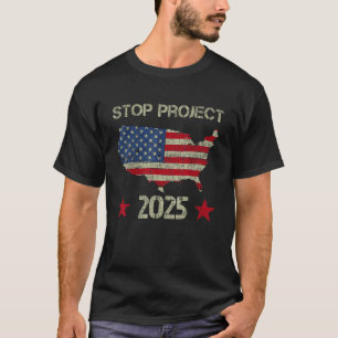 Stop Project 2025 Trump 2024 American Flag Vintage T-Shirt