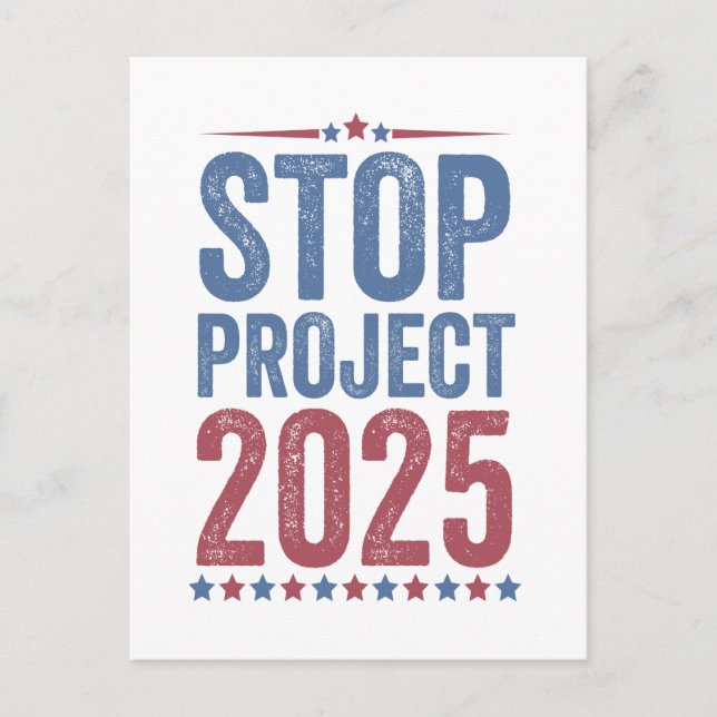 Stop Project 2025 Trump Harris American Patroitic Holiday Postcard (Front)