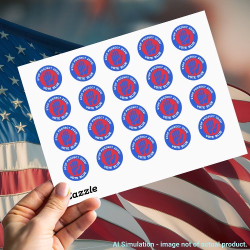 'Stop Project 2025!' Vote Blue - Protect Democracy Classic Round Sticker