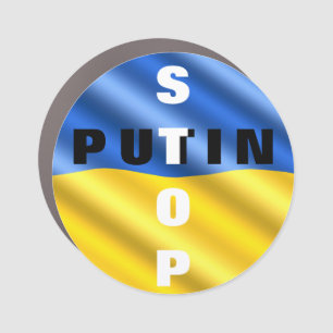 Stop Putin Stop War Car Magnet - Ukraine Flag
