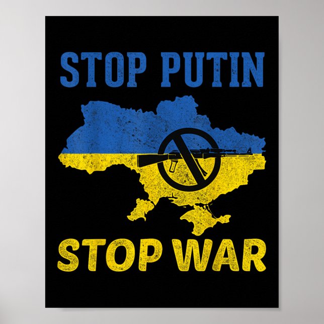 Stop Putin Stop War Stand With Ukraine Free Ukrain Poster (Front)