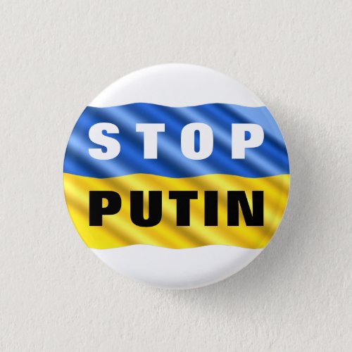 Stop Putin Stop War Ukraine Flag Button Freedom