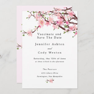 Stop Quarantine Vaccinate Cherry Blossom Wedding Save The Date