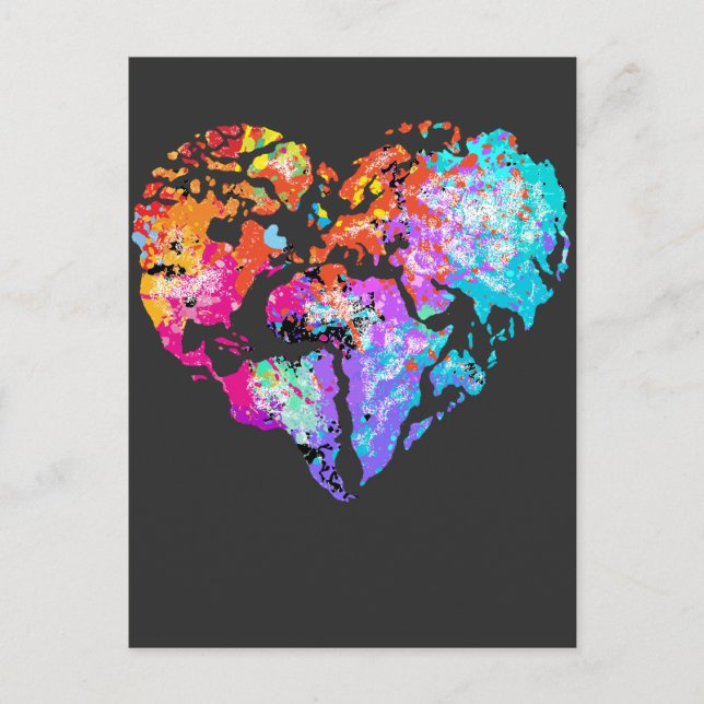 Stop Racism Design Colorful World Heart Symbol Postcard (Front)