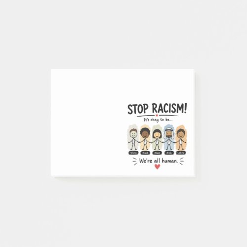 Stop racism we're all human post-it notes