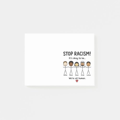 Stop racism we're all human post-it notes