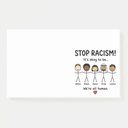 Stop racism we're all human post-it notes