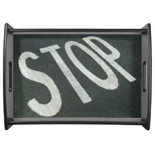 STOP Road Marking Sign Serving Tray