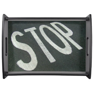 STOP Road Marking Sign Serving Tray