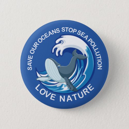 Stop Sea Pollution Earth Day Button