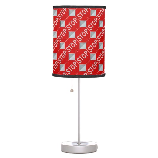 Stop Sign Black / Red  and White Table Lamp (Right)