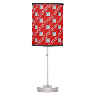Stop Sign Black / Red and White Table Lamp