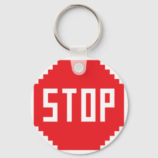 Stop Sign Button Keychain