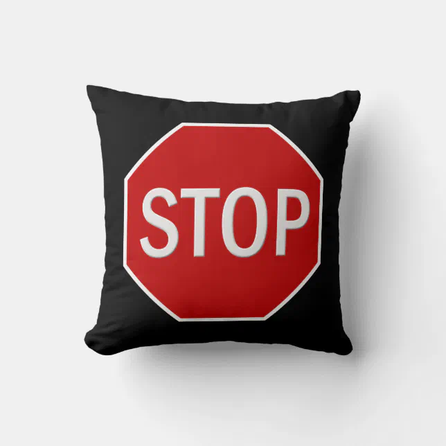 Stop sign cartoon throw pillow | Zazzle