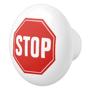 STOP Sign Ceramic Knob