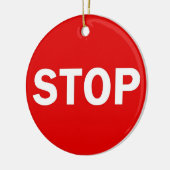 Stop Sign Ceramic Ornament (Left)