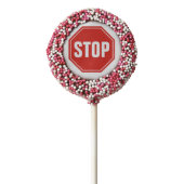 STOP Sign Chocolate Covered Oreo Pop (Zoomed)