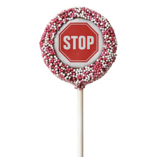 STOP Sign Chocolate Covered Oreo Pop (Zoomed)