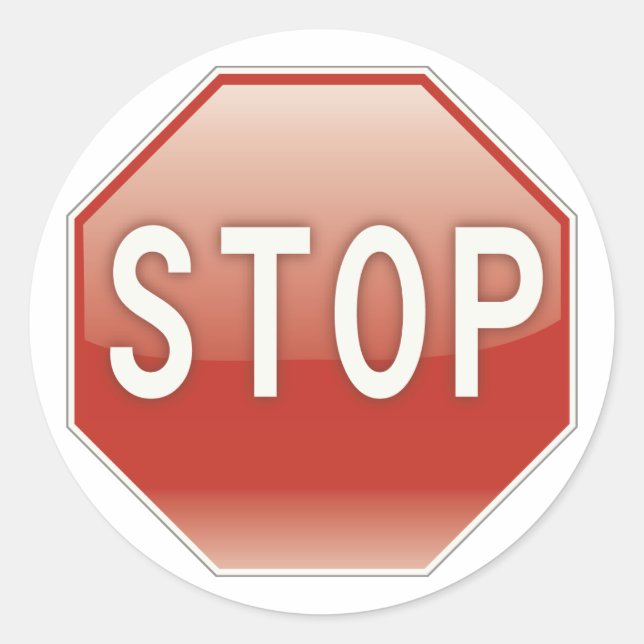 Stop sign classic round sticker (Front)