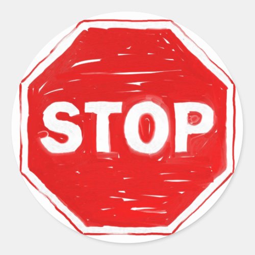 Stop Sign Classic Round Sticker