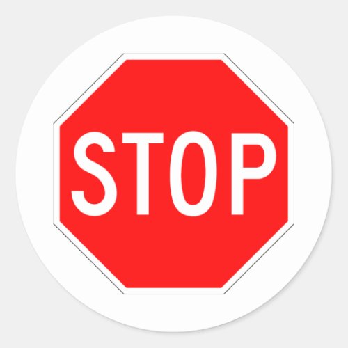 Stop Sign Customizable Classic Round Sticker