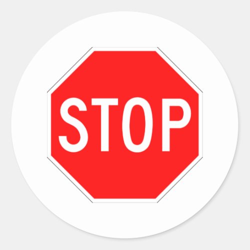 Stop Sign Customizable Classic Round Sticker