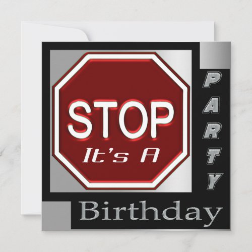 Stop Sign Customized Birthday Party Invitations