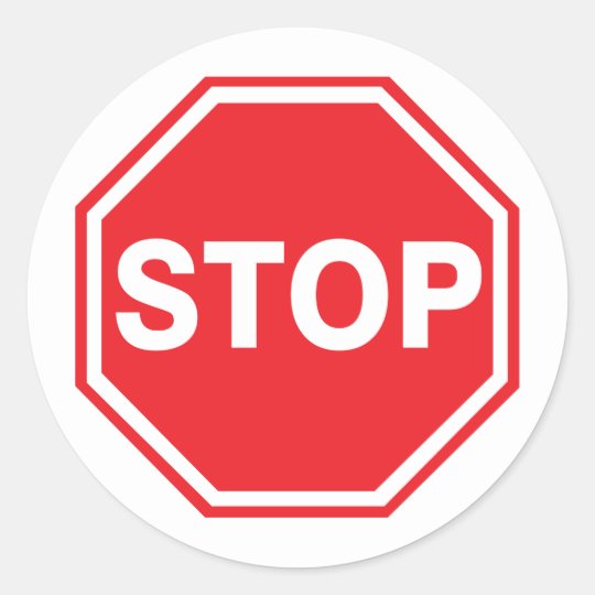 Stop Sign Decal Classic Round Sticker | Zazzle.com