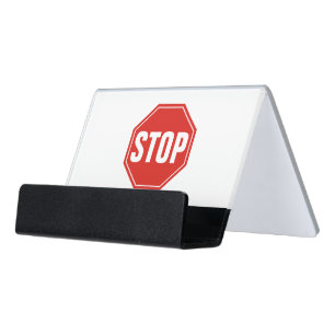 STOP Sign Desk Business Card Holder
