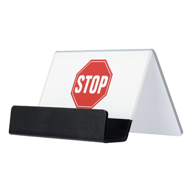 STOP Sign Desk Business Card Holder (Angled Front)