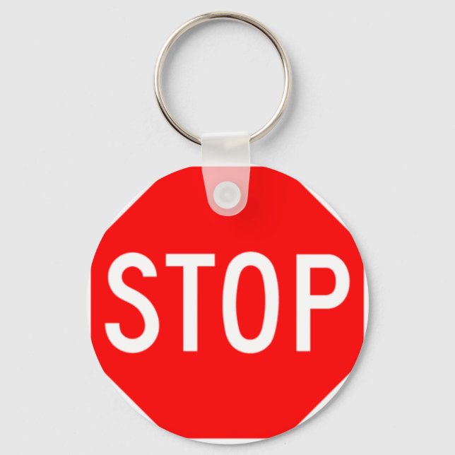 Stop Sign - Highway Hexagon Keychain (Front)