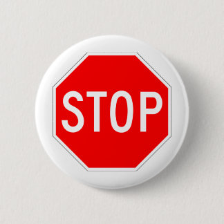 Stop Sign - Highway Hexagon Pinback Button