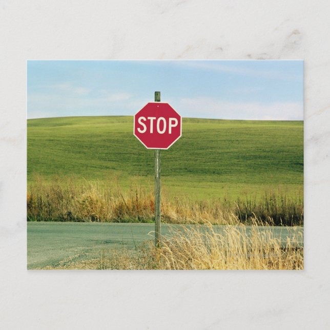 Stop sign on Country, Palouse, Washington Postcard (Front)