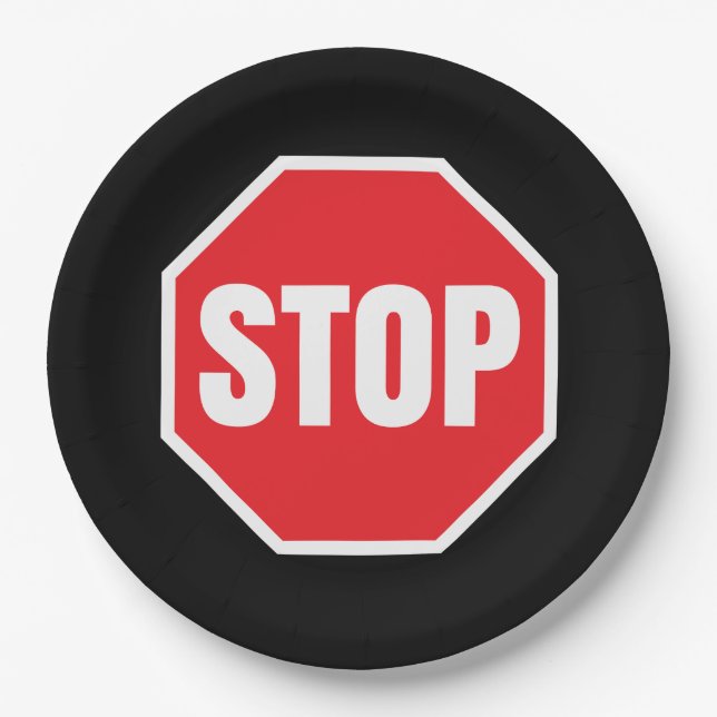 stop  sign paper plates (Front)