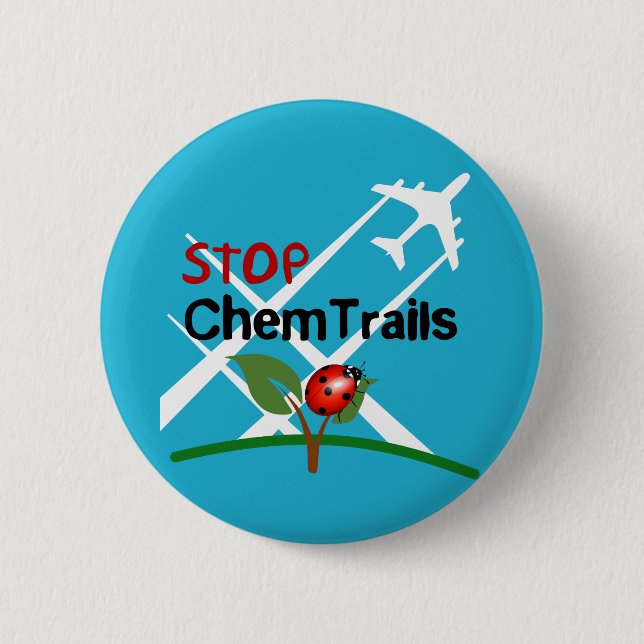 Stop Sign Plane Aerosol Trails LadyBug Button (Front)