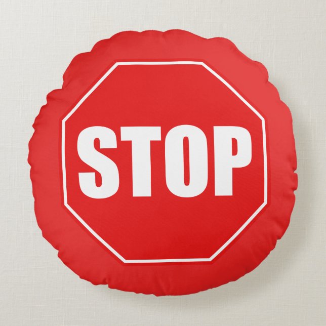 Stop Sign Round Pillow (Front)