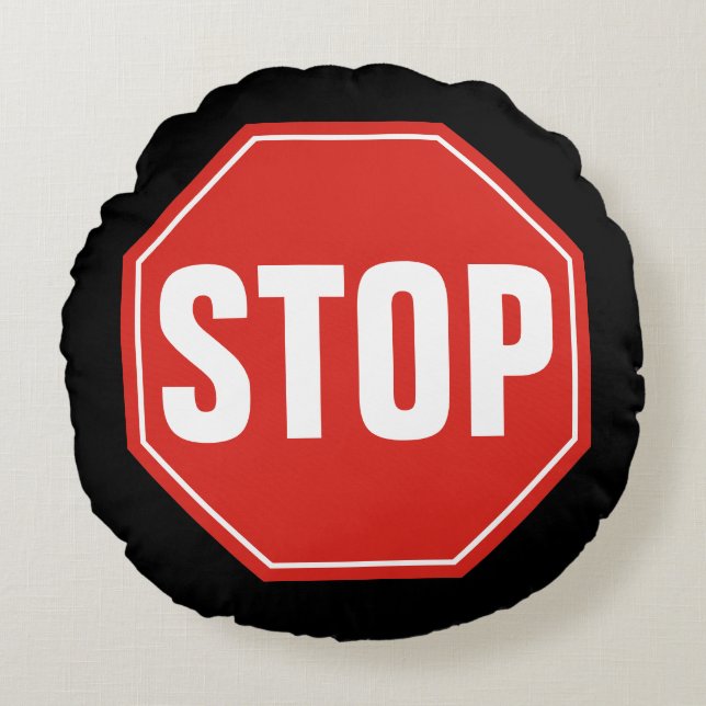 STOP Sign Round Pillow (Front)