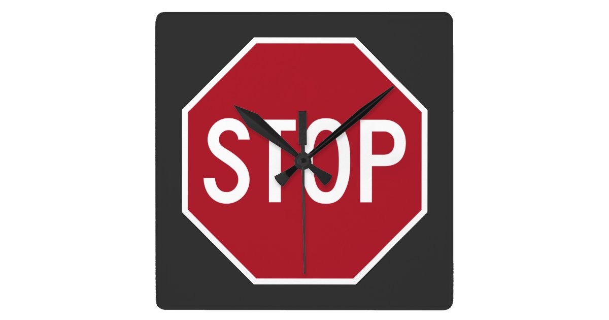 Stop Sign Square Wall Clock