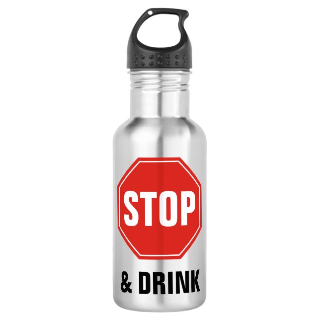 STOP Sign Stainless Steel Water Bottle (Front)