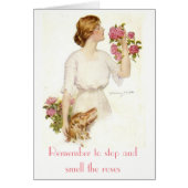 Stop Smell Roses Victorian Lady Dog Card (Front)